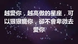 越愛你，越高傲的星座，可以狠狠寵你，卻不會卑微去愛你
