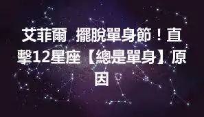 艾菲爾  擺脫單身節！直擊12星座【總是單身】原因