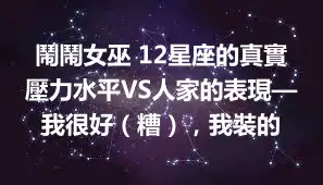 鬧鬧女巫 12星座的真實壓力水平VS人家的表現—我很好（糟），我裝的