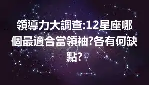 領導力大調查:12星座哪個最適合當領袖?各有何缺點?
