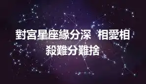 對宮星座緣分深  相愛相殺難分難捨