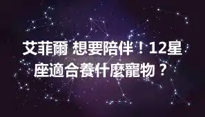 艾菲爾 想要陪伴！12星座適合養什麼寵物？