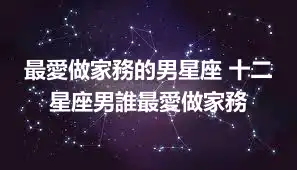最愛做家務的男星座 十二星座男誰最愛做家務