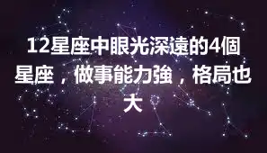 12星座中眼光深遠的4個星座，做事能力強，格局也大