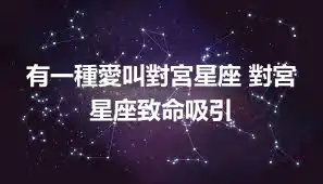 有一種愛叫對宮星座 對宮星座致命吸引