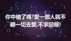 你中槍了嗎?愛一個人就不顧一切去愛,不求回報!