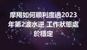 摩羯如何順利度過2023年第2波水逆 工作狀態處於穩定