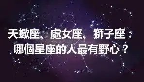 天蠍座、處女座、獅子座：哪個星座的人最有野心？