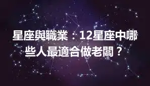 星座與職業：12星座中哪些人最適合做老闆？