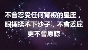 不會忍受任何背叛的星座，眼裡揉不下沙子，不會委屈更不會原諒