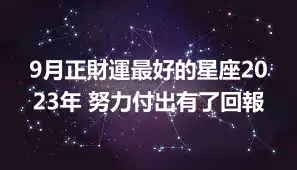 9月正財運最好的星座2023年 努力付出有了回報