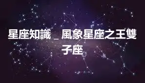 星座知識＿風象星座之王雙子座
