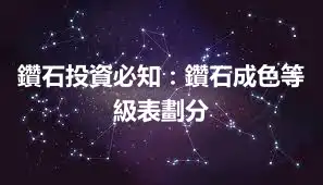鑽石投資必知：鑽石成色等級表劃分