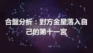 合盤分析：對方金星落入自己的第十一宮