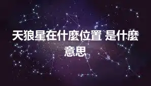 天狼星在什麼位置 是什麼意思