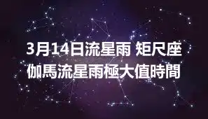 3月14日流星雨 矩尺座伽馬流星雨極大值時間