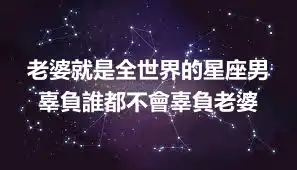 老婆就是全世界的星座男 辜負誰都不會辜負老婆