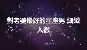 對老婆最好的星座男 細緻入微