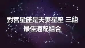 對宮星座是夫妻星座 三組最佳適配組合