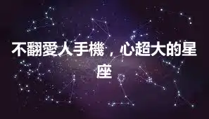 不翻愛人手機，心超大的星座