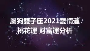 屬狗雙子座2021愛情運 桃花運 財富運分析
