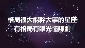 格局很大能幹大事的星座 有格局有眼光懂謀劃