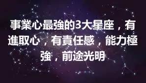 事業心最強的3大星座，有進取心，有責任感，能力極強，前途光明