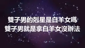 雙子男的剋星是白羊女嗎 雙子男就是拿白羊女沒辦法