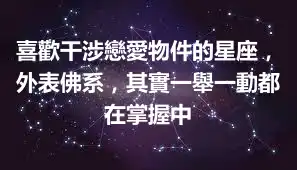 喜歡干涉戀愛物件的星座，外表佛系，其實一舉一動都在掌握中
