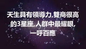 天生具有領導力,雙商很高的3星座,人群中最耀眼,一呼百應