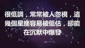 很低調，常常被人忽視，這幾個星座容易被低估，卻能在沉默中爆發