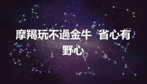摩羯玩不過金牛  省心有野心