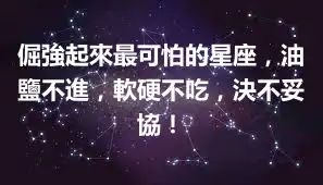 倔強起來最可怕的星座，油鹽不進，軟硬不吃，決不妥協！