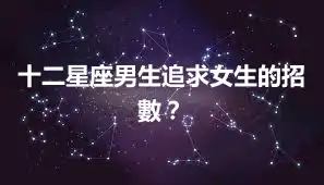 十二星座男生追求女生的招數？
