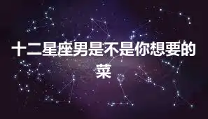 十二星座男是不是你想要的菜