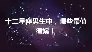 十二星座男生中，哪些最值得嫁！