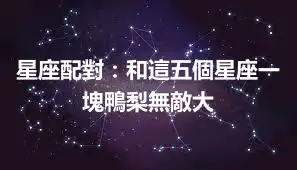 星座配對：和這五個星座一塊鴨梨無敵大