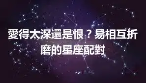 愛得太深還是恨？易相互折磨的星座配對