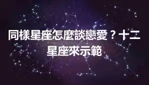 同樣星座怎麼談戀愛？十二星座來示範