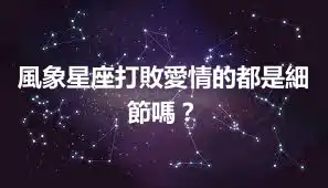 風象星座打敗愛情的都是細節嗎？
