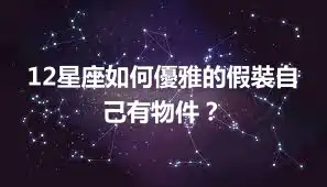 12星座如何優雅的假裝自己有物件？