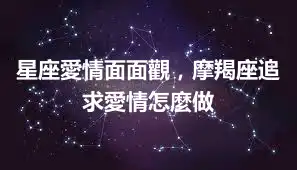 星座愛情面面觀，摩羯座追求愛情怎麼做