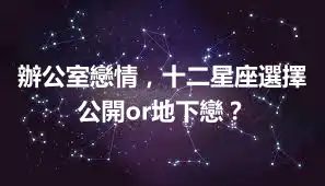 辦公室戀情，十二星座選擇公開or地下戀？